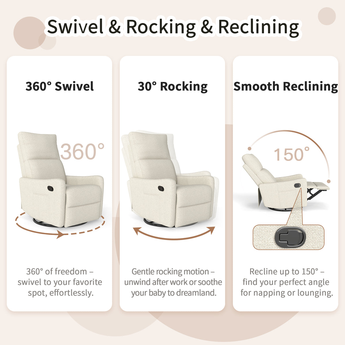 Manual Swivel Rocker Recliner Chair