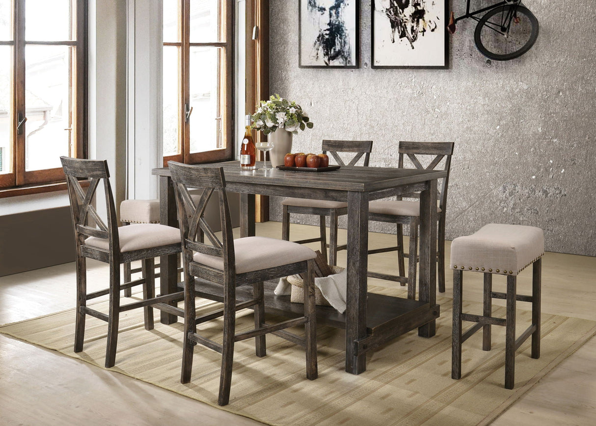 Martha II - 7 Pieces Counter Height Dining Room Set - Gray - Best Buy Furniture