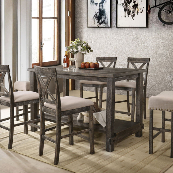 Martha II - 7 Pieces Counter Height Dining Room Set - Gray - Best Buy Furniture