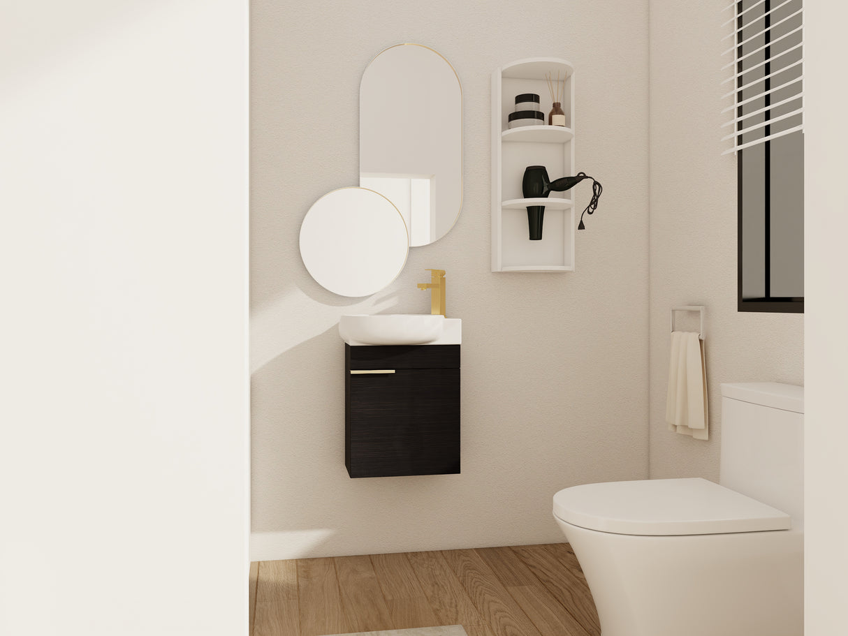 Soft Close Doors Bathroom Vanity With Sink and Storage Rack, 16 Inch