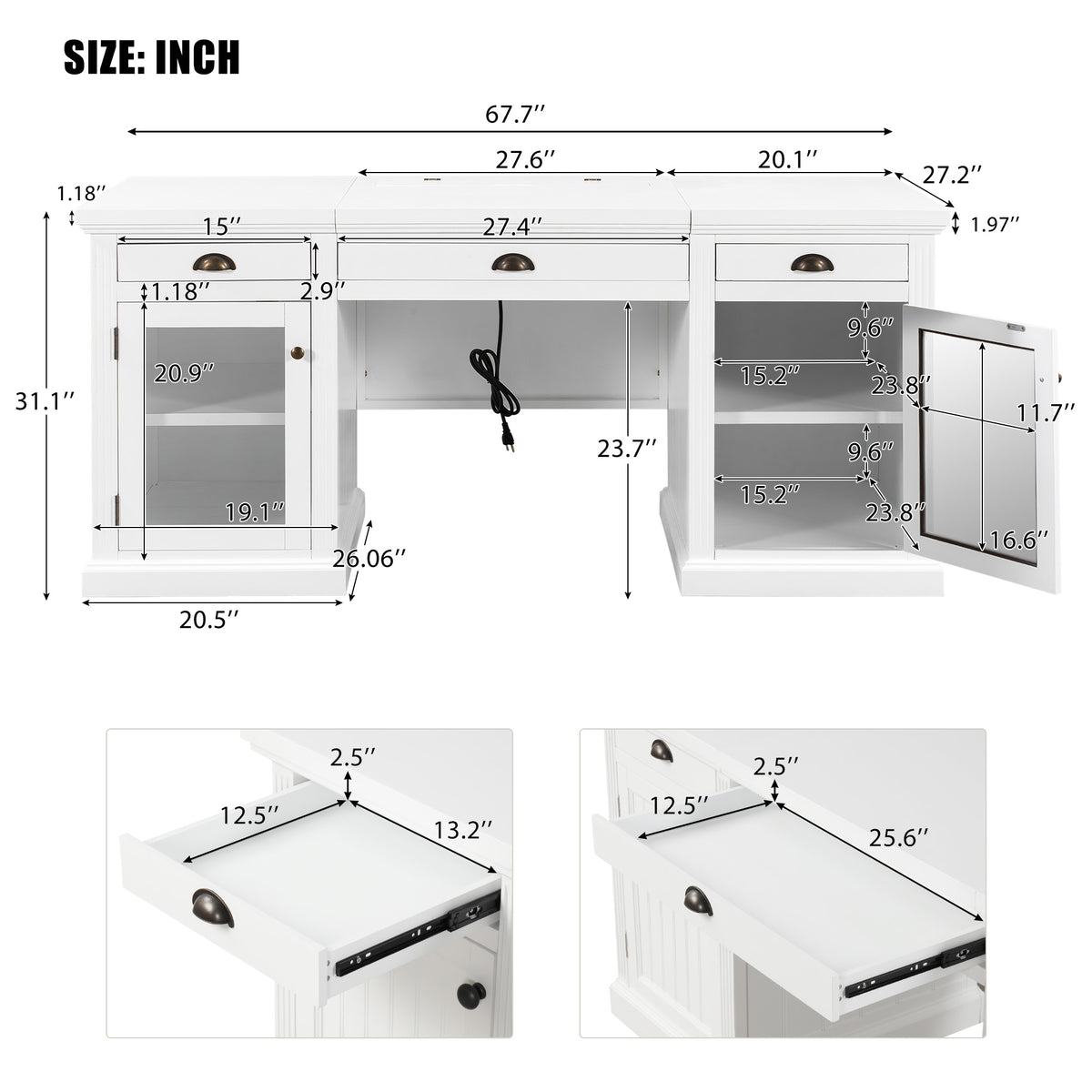 67" Modern Executive Desk