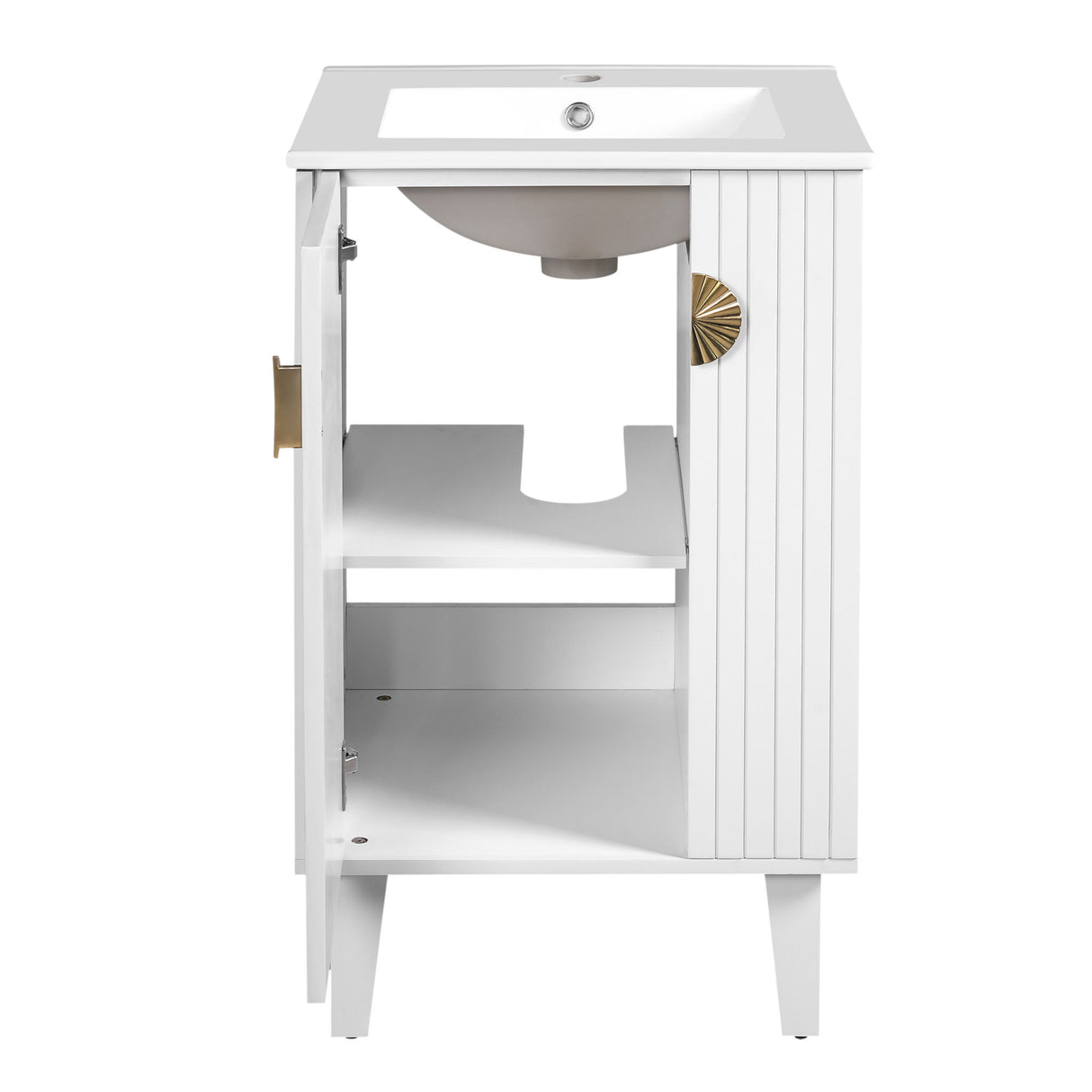 Bathroom Vanity With Sink, Soft-Close Door, Half-Moon Pulls
