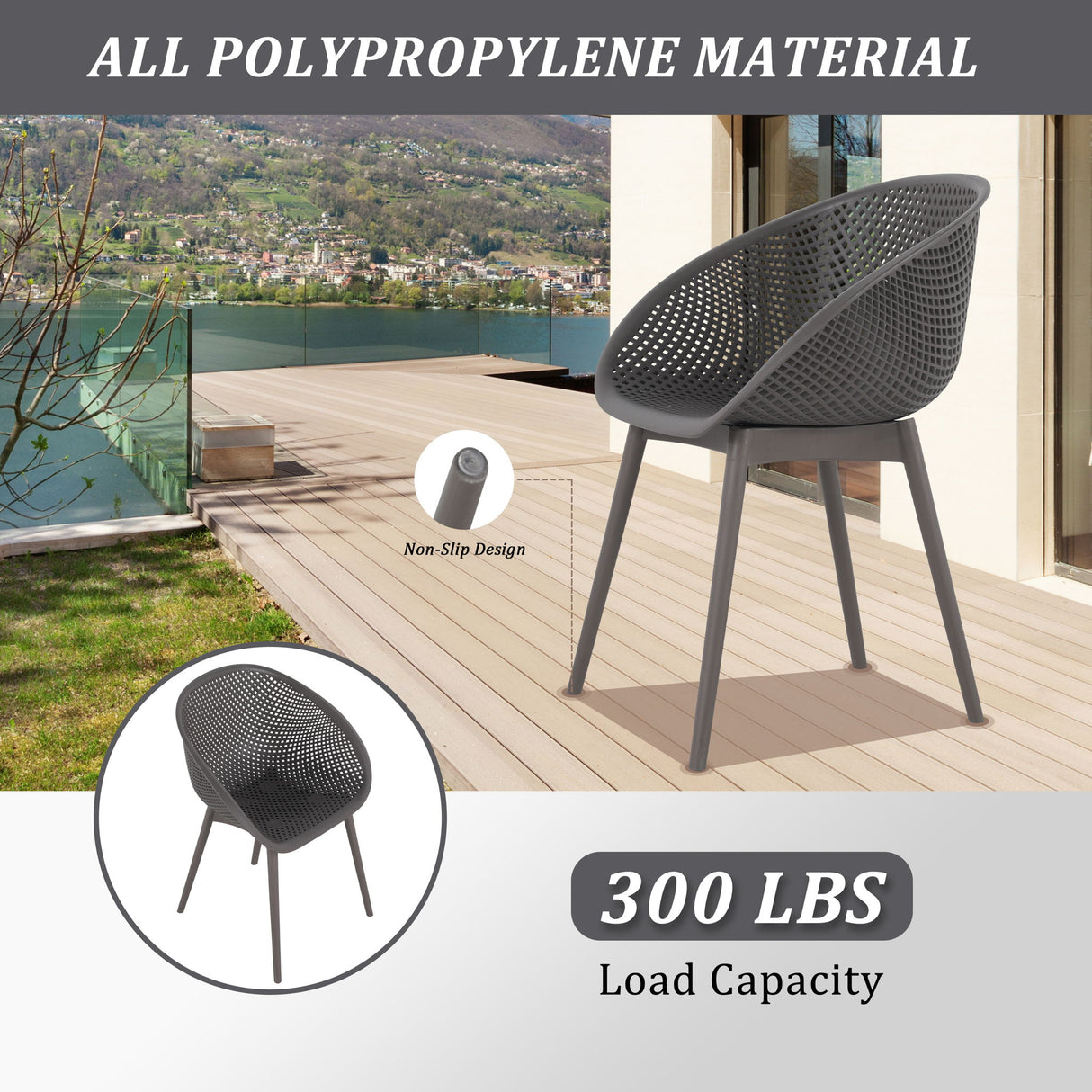 4 Pack Lounge Chair Set With Long Table