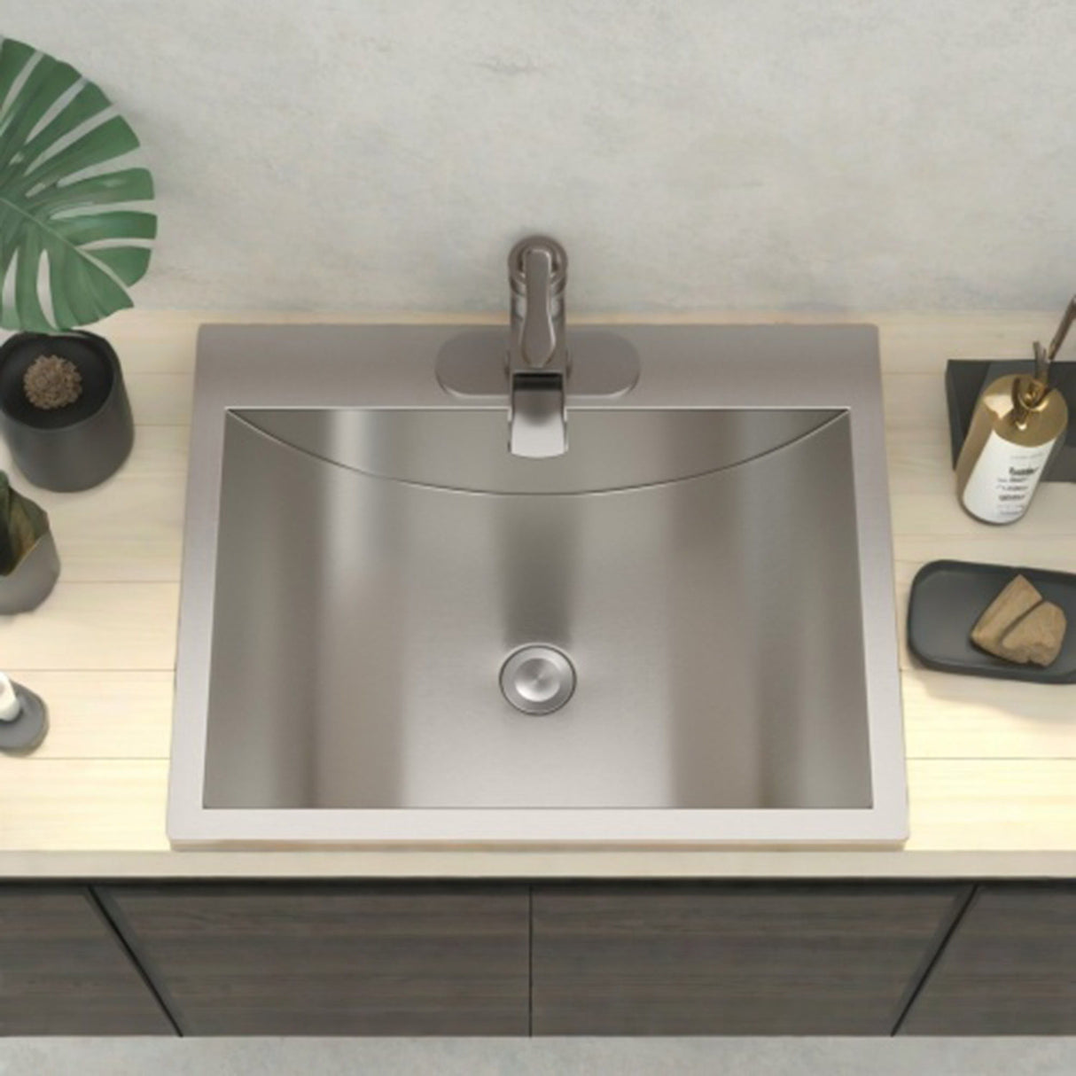 21 x 17" Drop In Bathroom Sink with Pop Up Drain