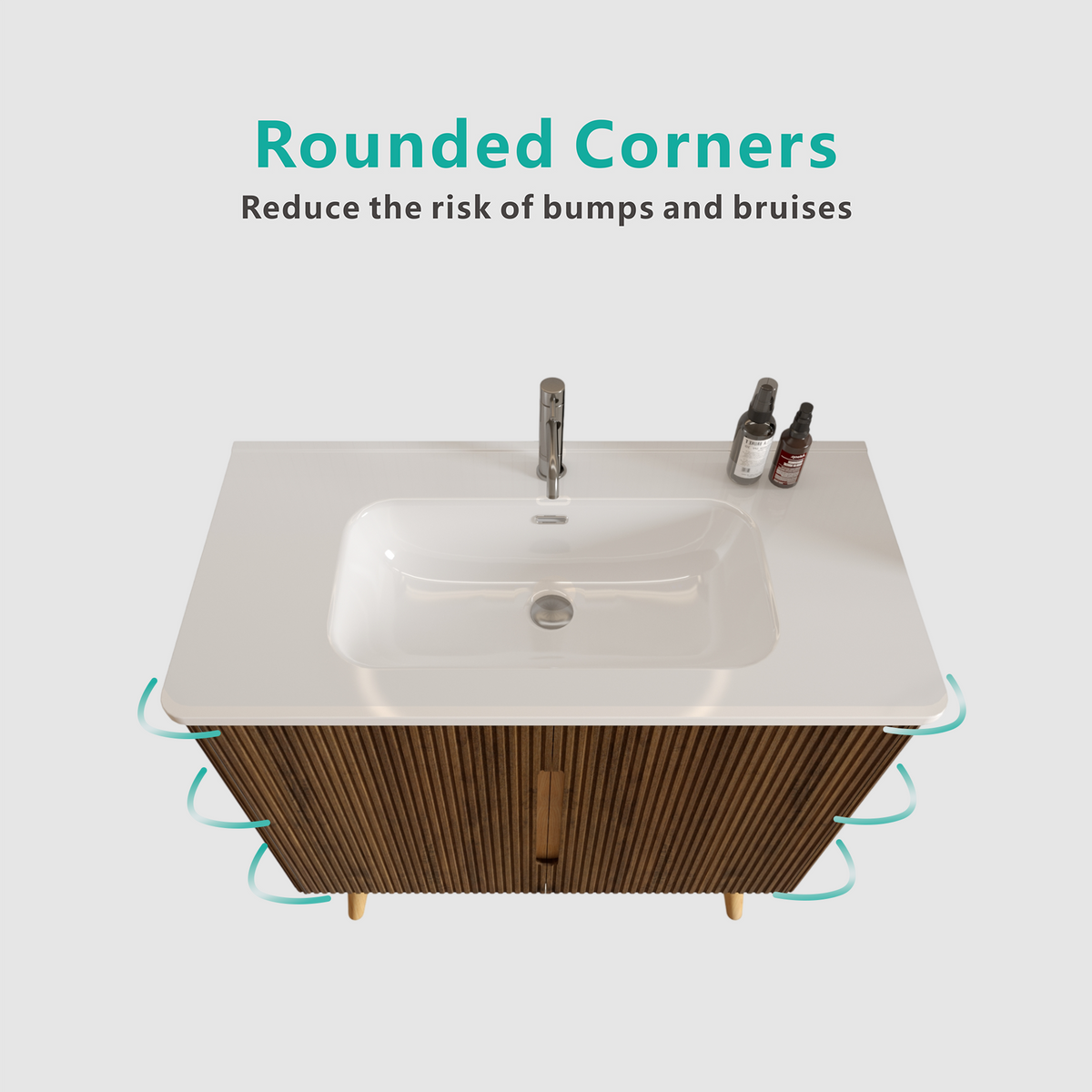 Etna 36-Inch Bathroom Vanity with Ceramic Sink, Walnut Striped
