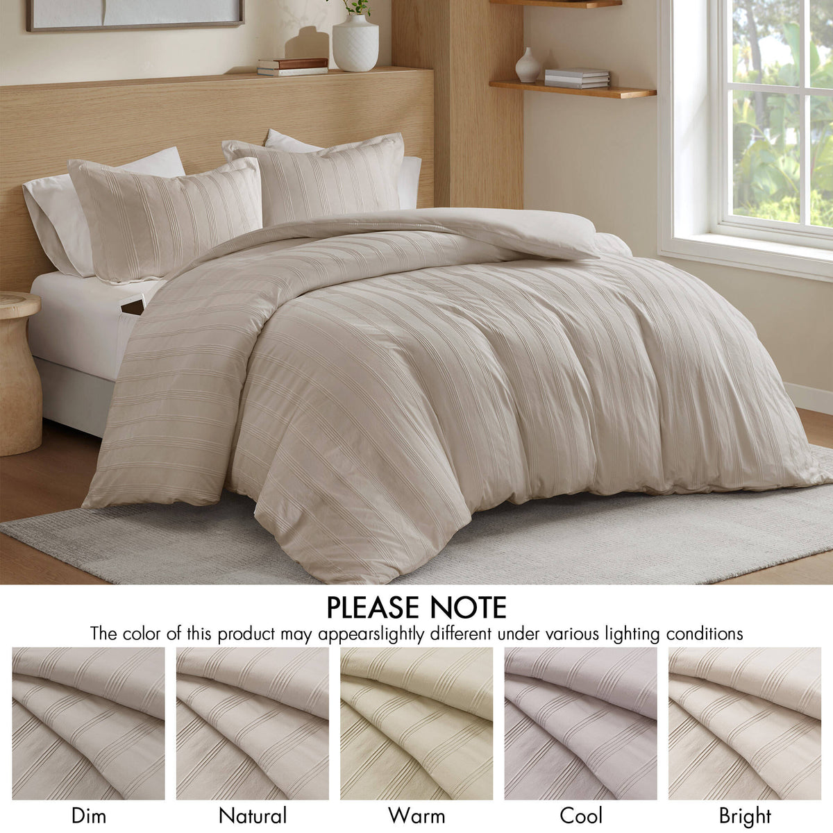 Striped Full Woven Duvet Set with 2 Pillow Shams - Full Size