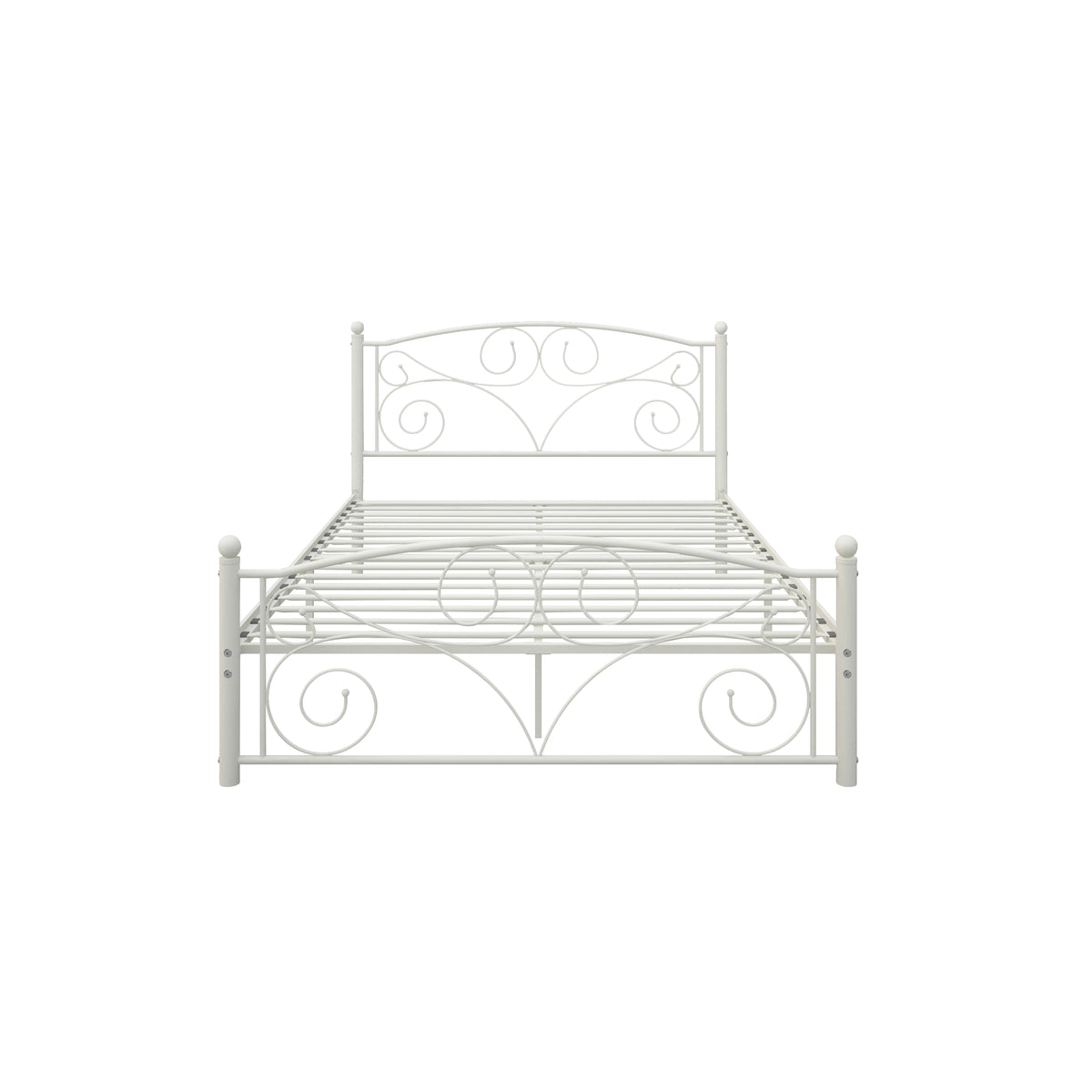 Full Size Unique Flower Sturdy System Metal Bed Frame with Headboard