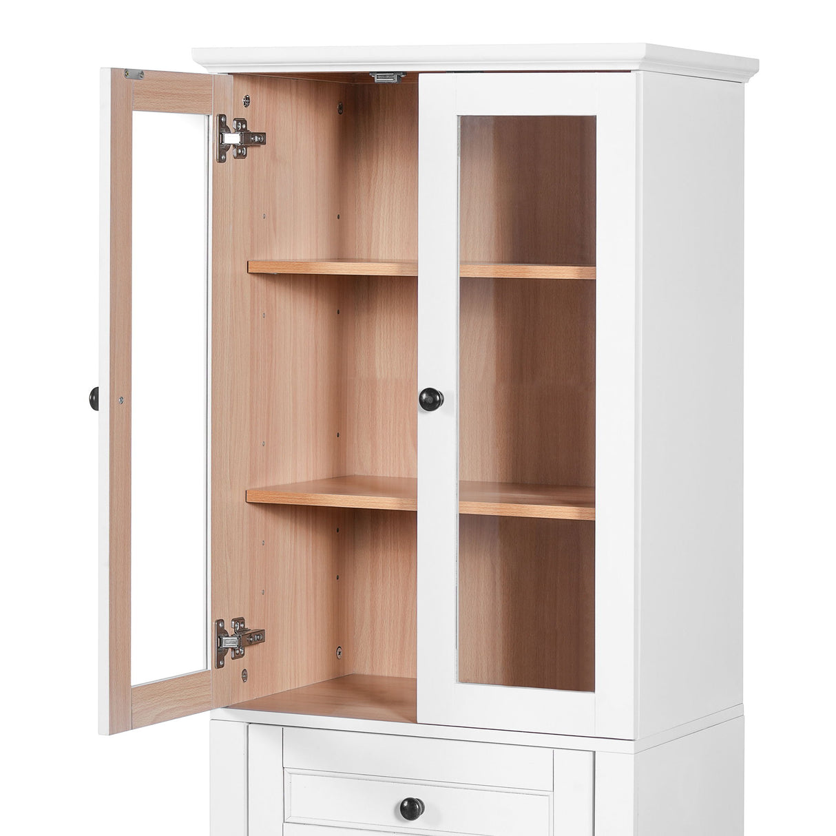 Bathroom Storage Cabinet, Adjustable Shelves & Drawer, Freestanding Tower