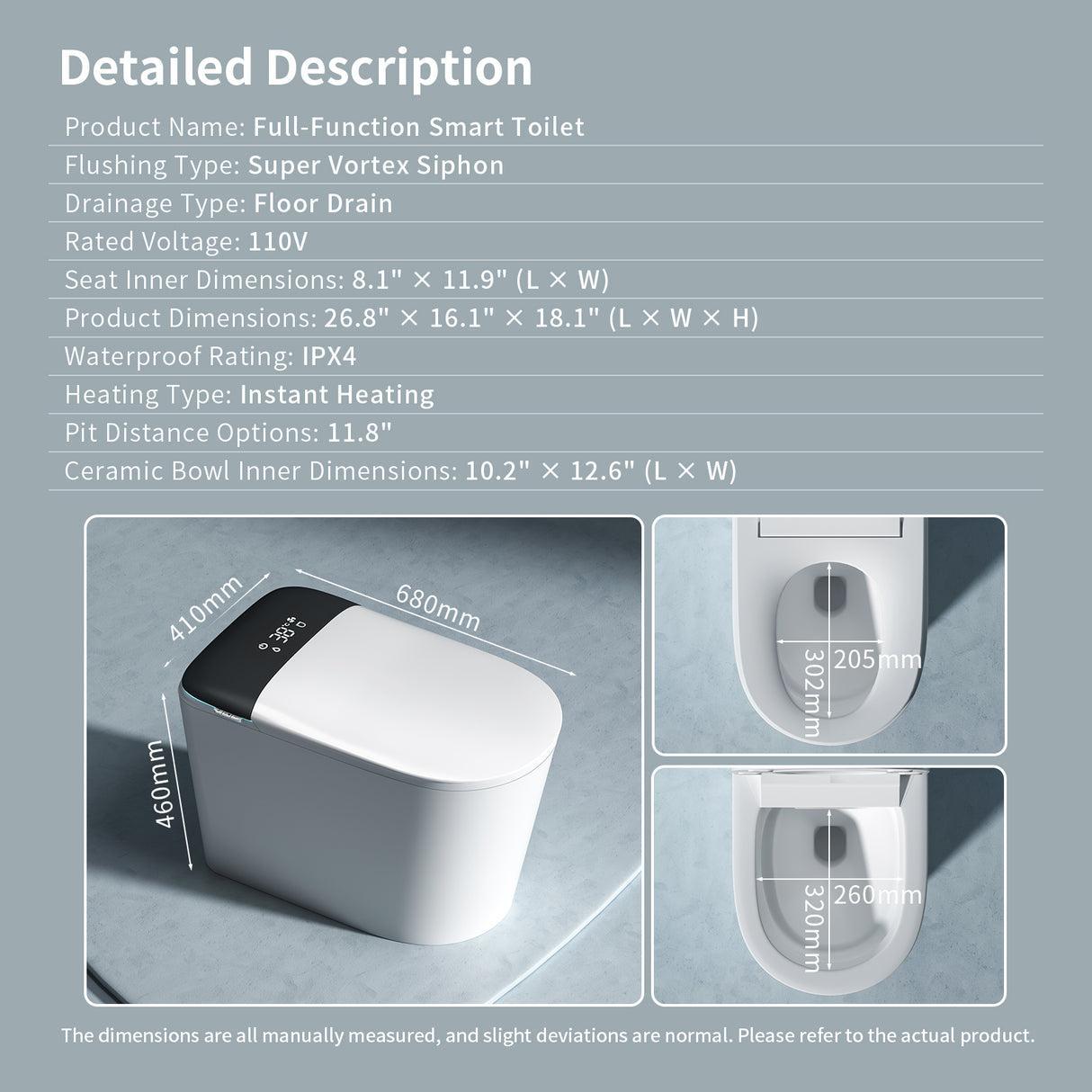 E40 Smart Toilet with Built-In Bidet and Advanced Features