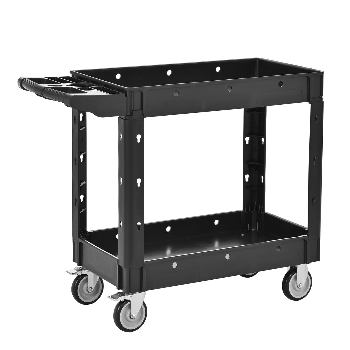 Two-Shelf Utility Cart with Wheels, 600 lbs Capacity