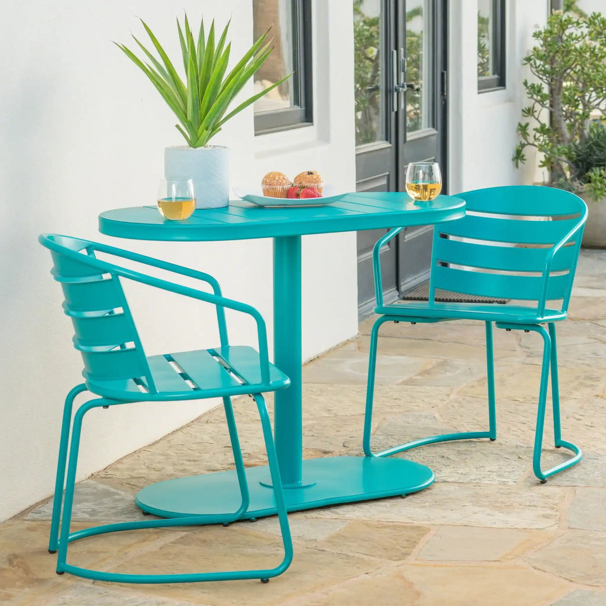 3 Piece Elegant Outdoor Bistro Set With 2 Chairs And Oval Table - Best Buy Furniture