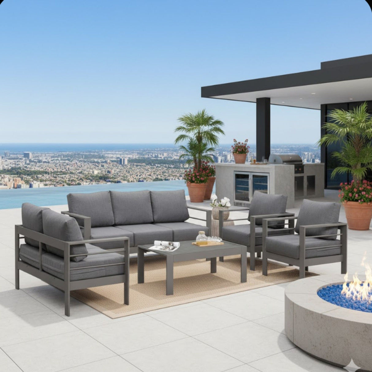 Outdoor Patio Set, All-Weather & Thick Cushions