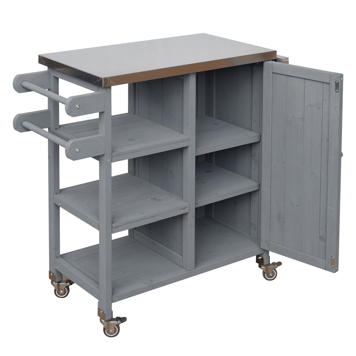 Foldable Outdoor Kitchen Island With Storage Cabinet