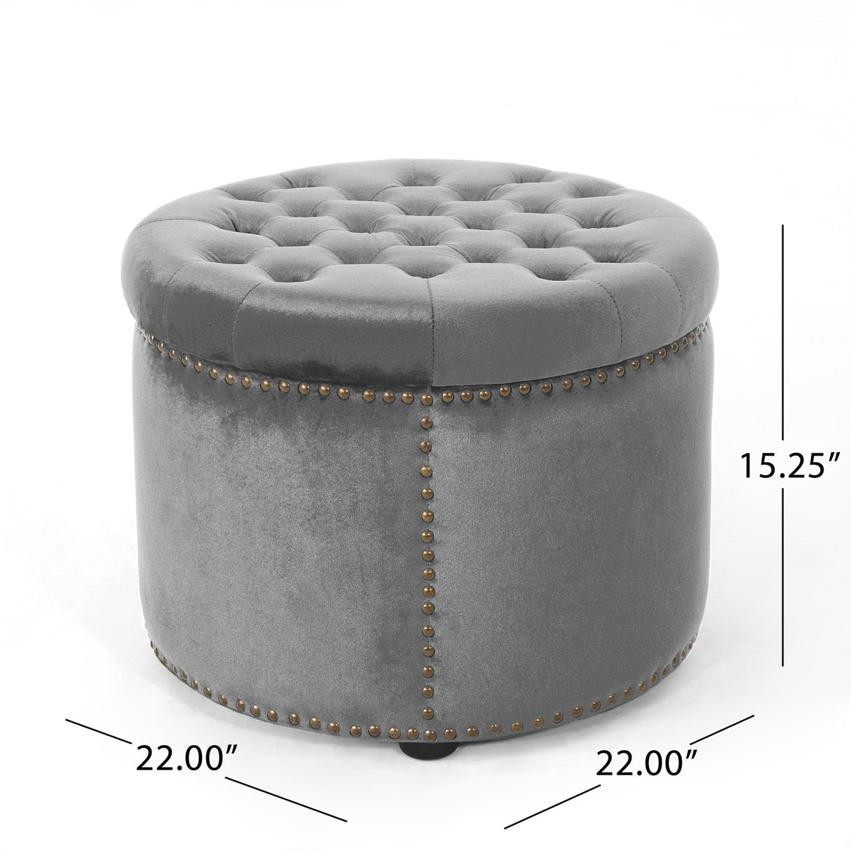 Elegant Round Ottoman Footstool With Studded Rim - Best Buy Furniture