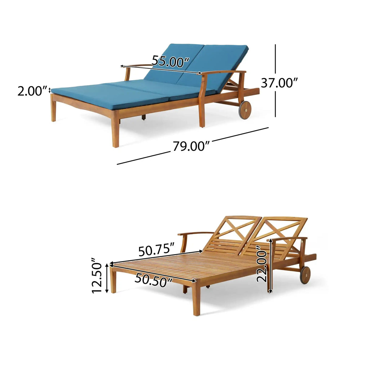 Etherealize - Outdoor Adjustable Double Chaise Lounge With Water Resistant Cushions - Best Buy Furniture