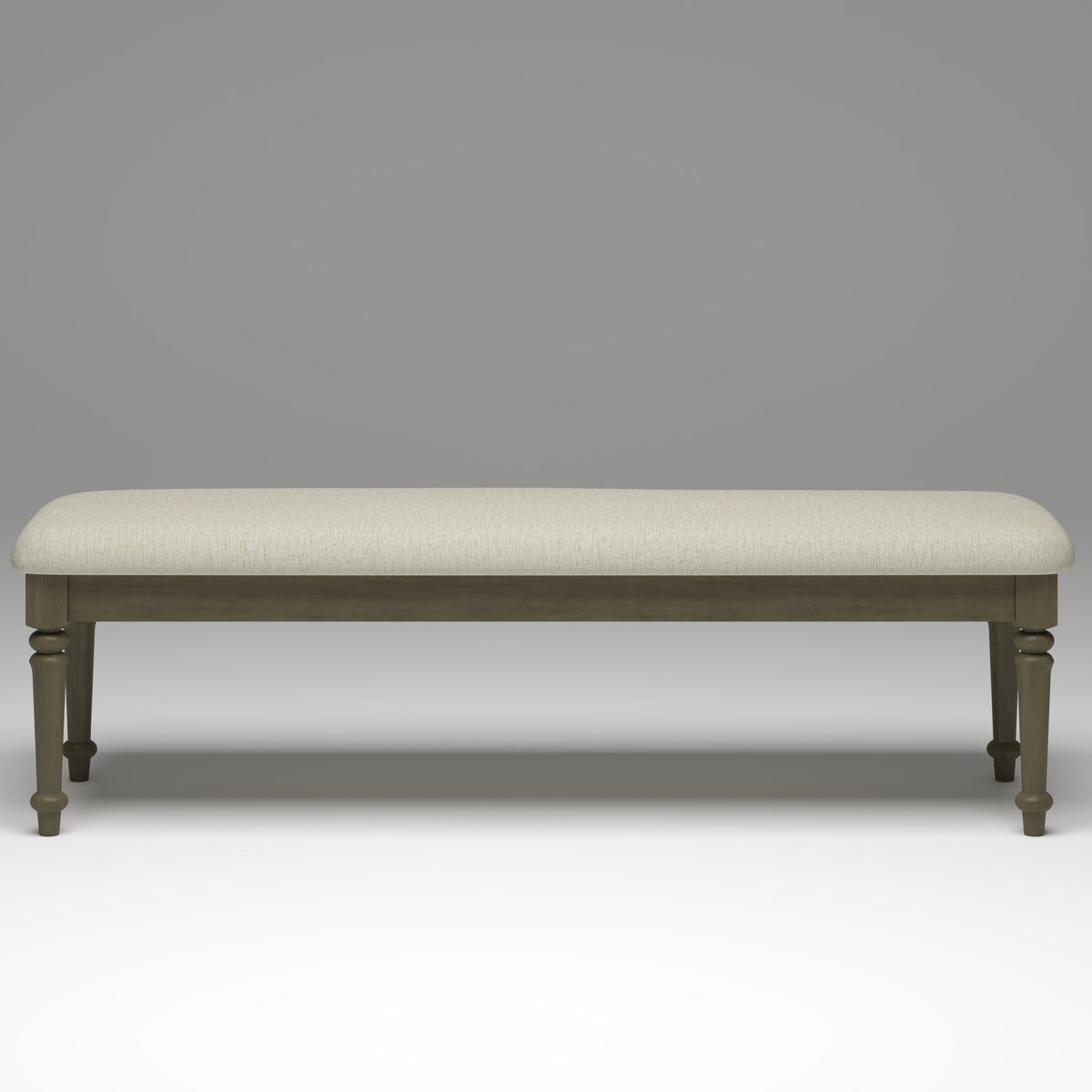 Farmhouse Upholstered Bed Bench, 59.8-Inch, Beige Linen with Rubberwood Legs