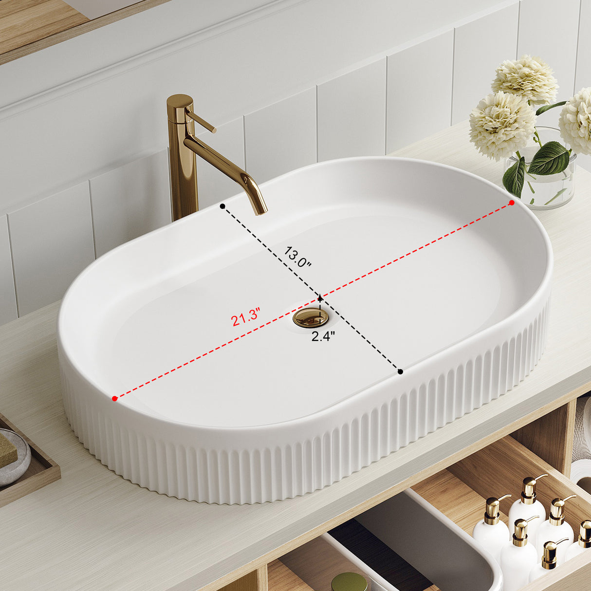 Modern 39.3 Wall-Mounted Bathroom Vanity with Ceramic Sink