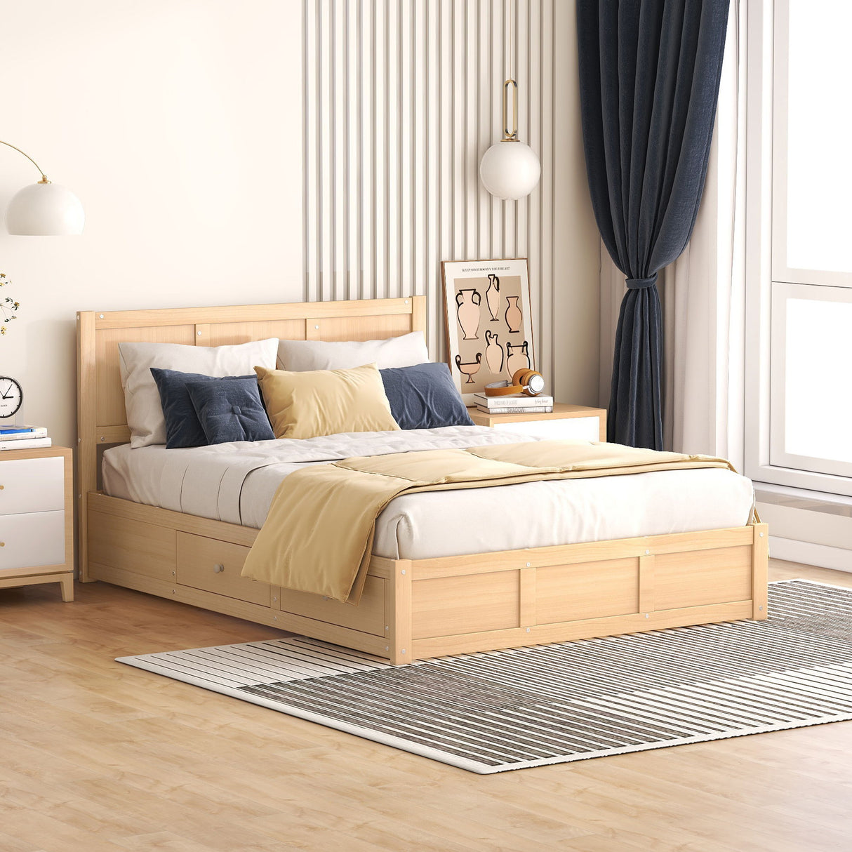 Platform Bed With Underneath Storage And 2 Drawers