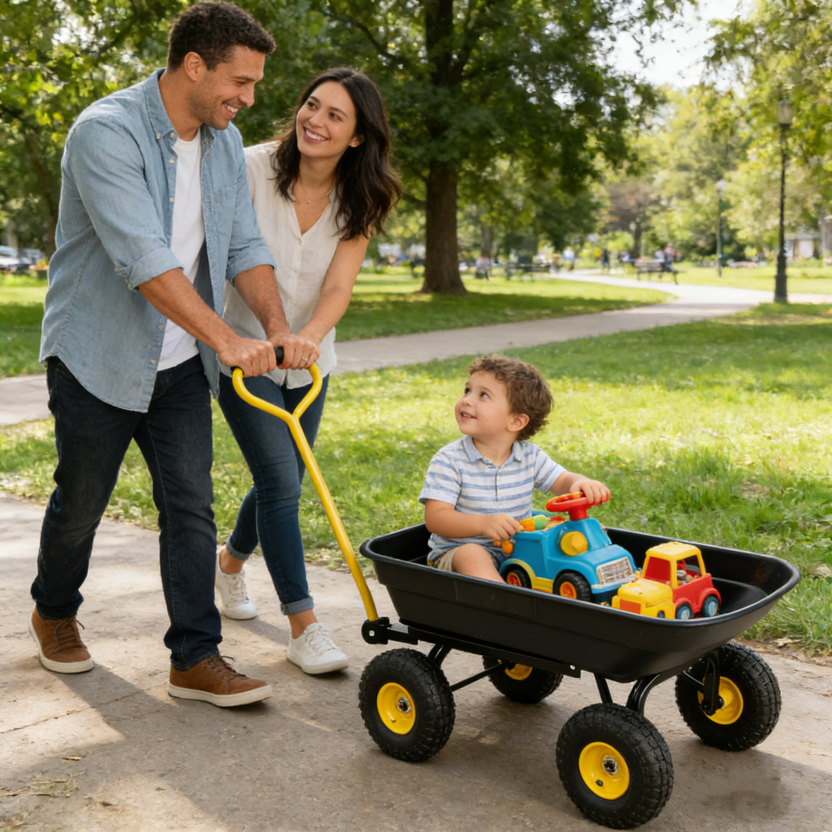 Folding Car Poly Garden Dump Truck with Steel Frame