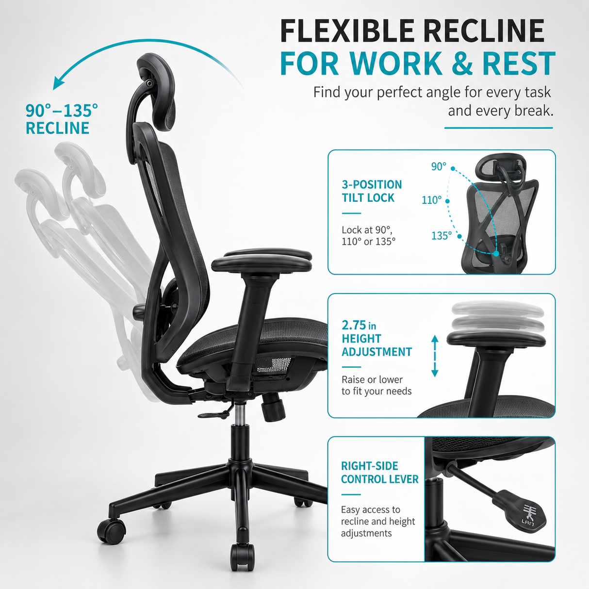 Ergonomic Office Chair with Adjustable Lumbar Support
