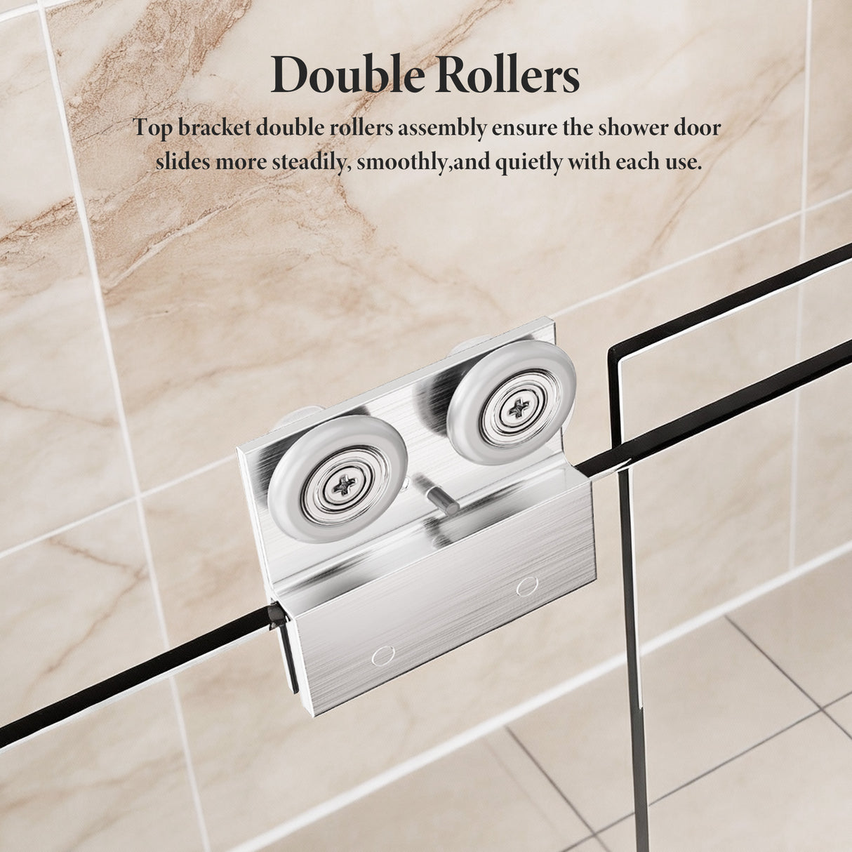 50-54"W x 70"H Semi-Frameless Double Sliding Shower Door
