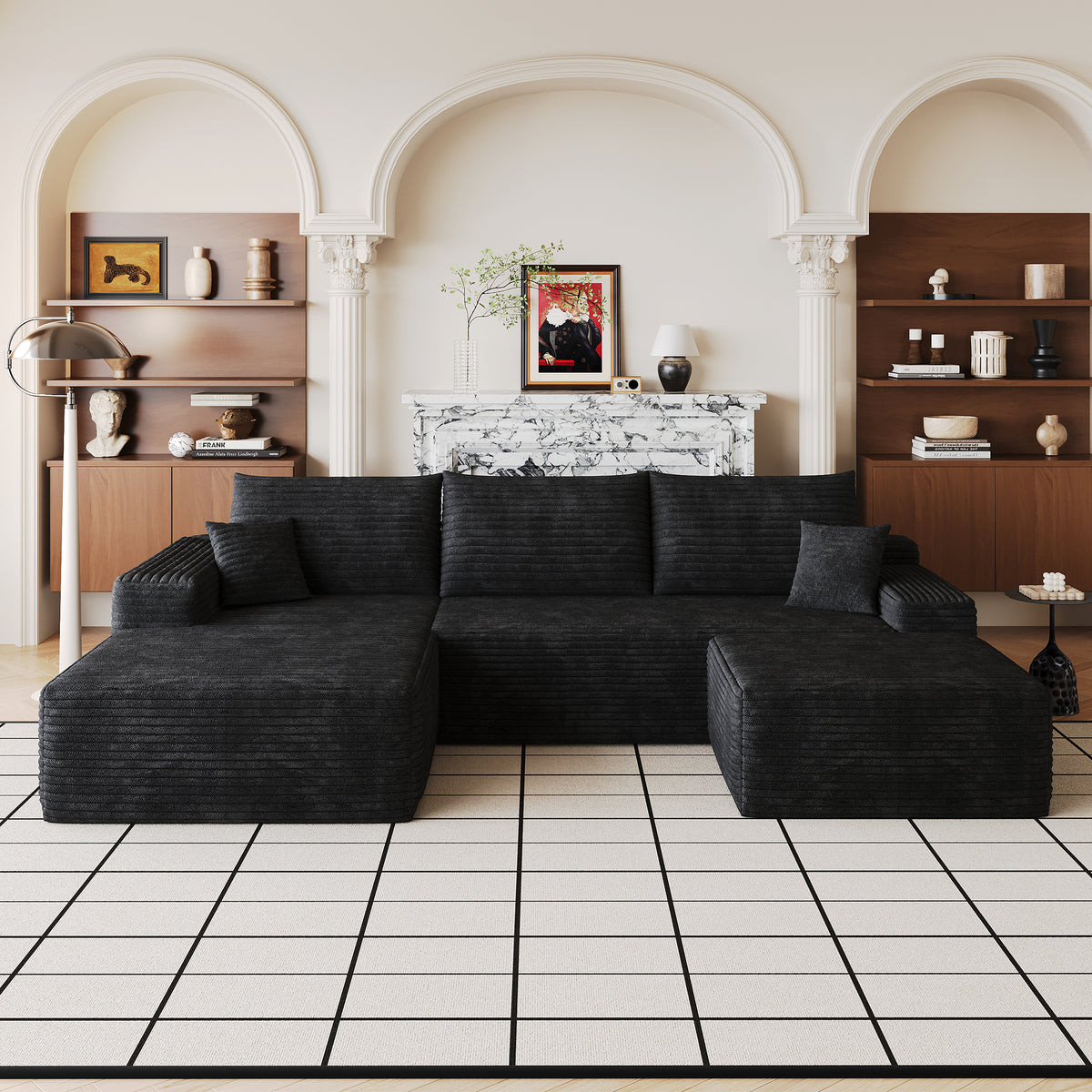 107"Cloud Sectional Sofa with 1 Ottoman