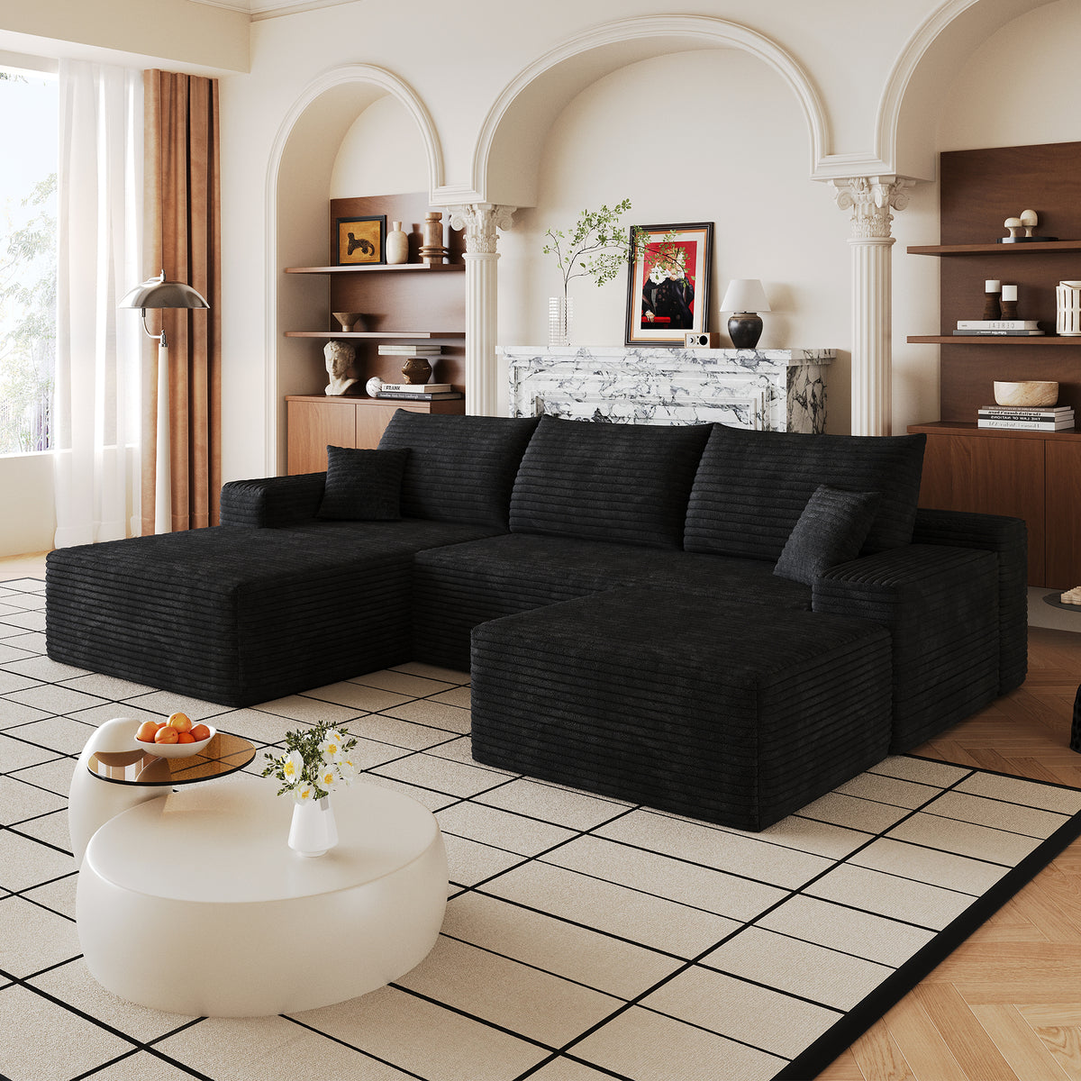 107"Cloud Sectional Sofa with 1 Ottoman - view 2