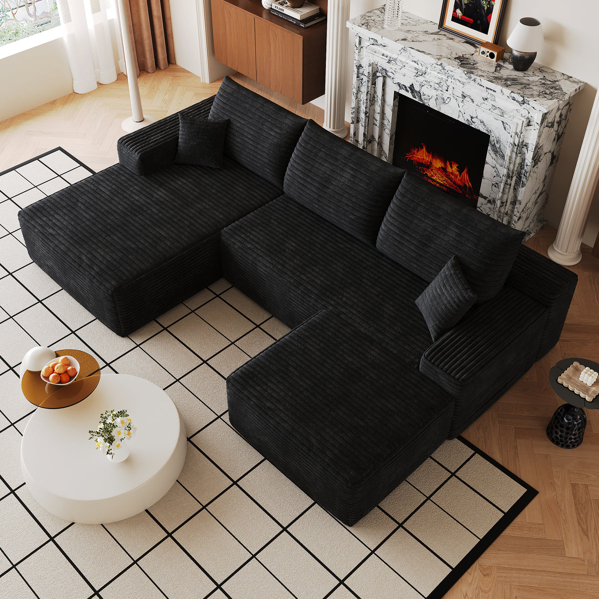 107"Cloud Sectional Sofa with 1 Ottoman - view 3