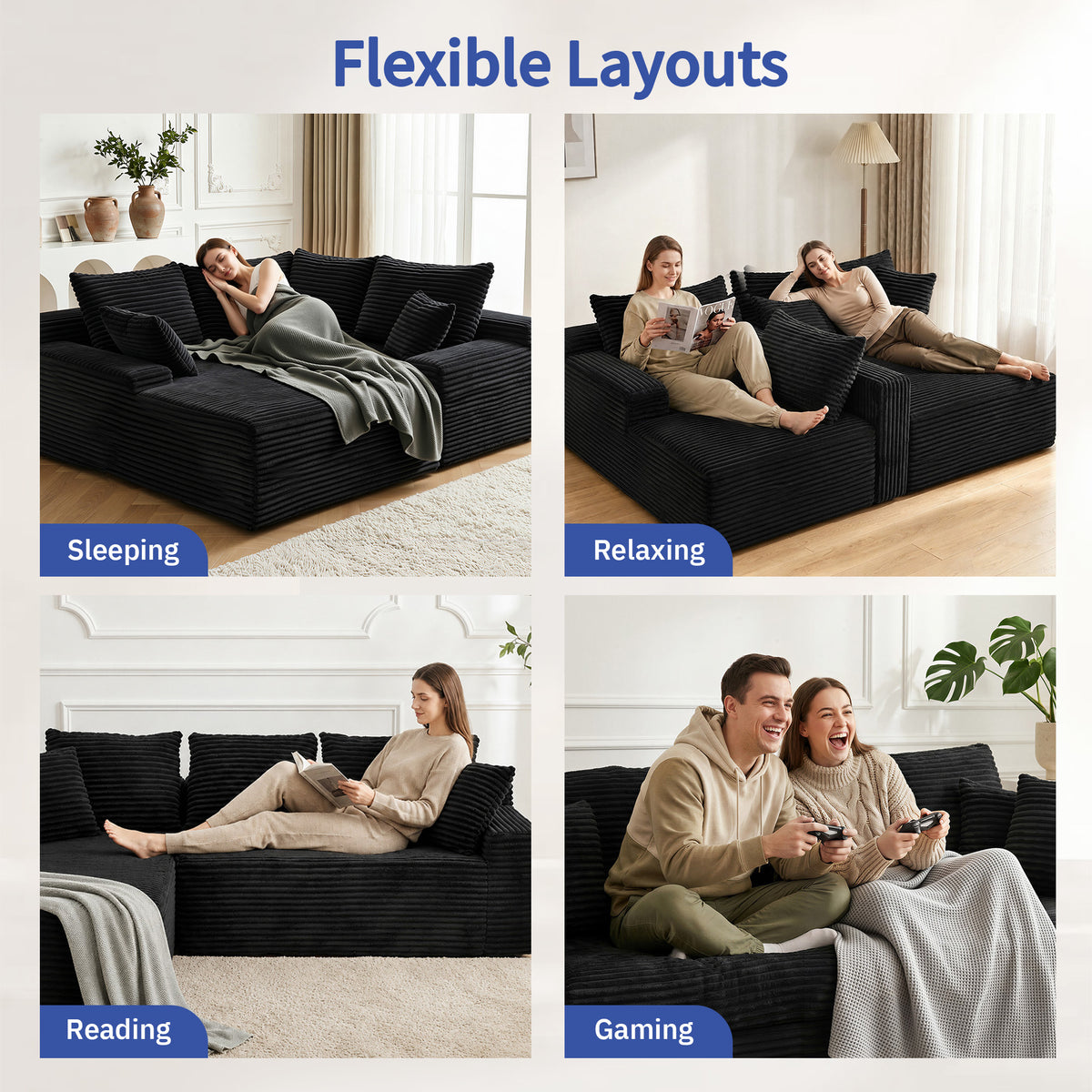 95" Sectional Couches for Living Room Cloud Couch Sofa