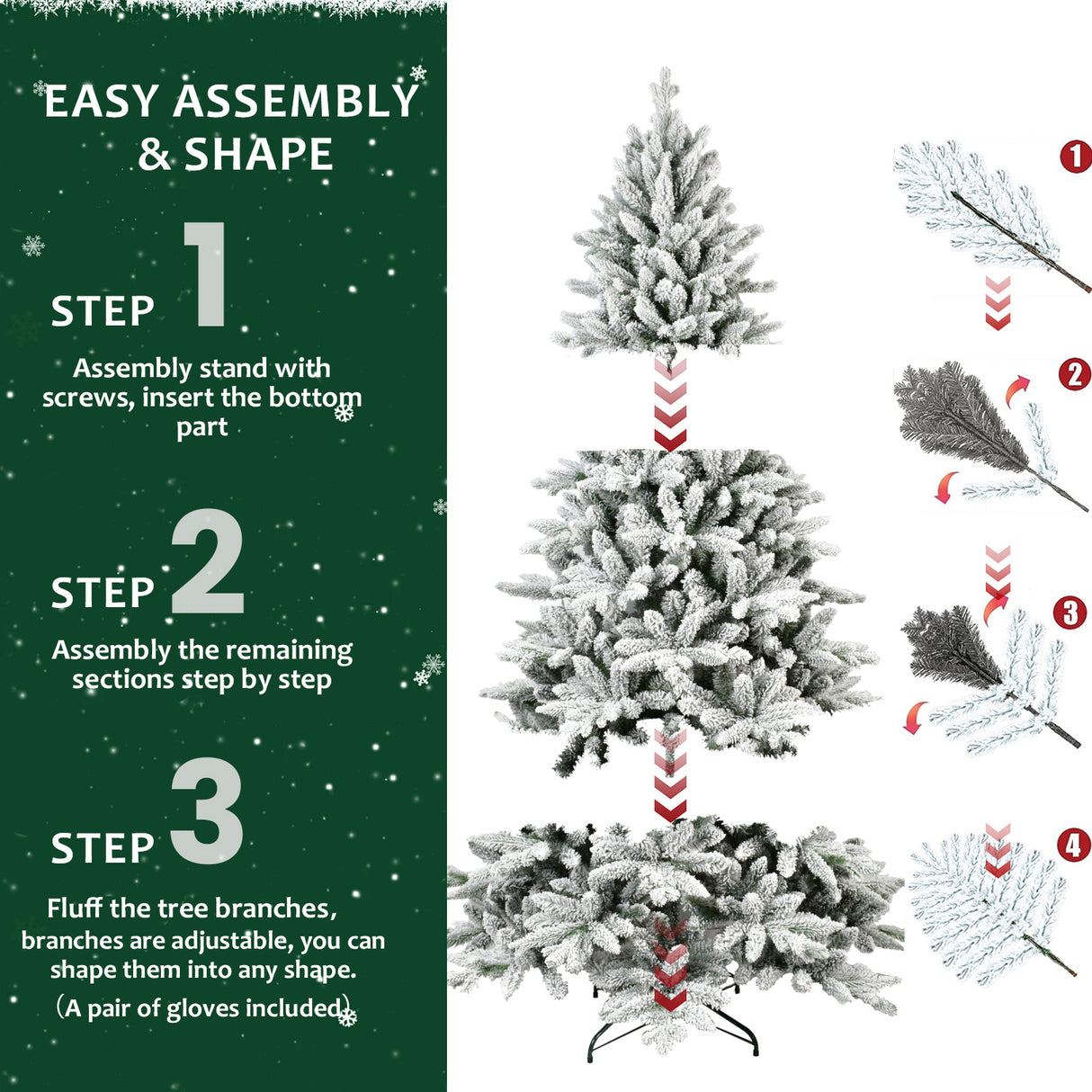 5ft Flocked Christmas Tree with 768 Tips