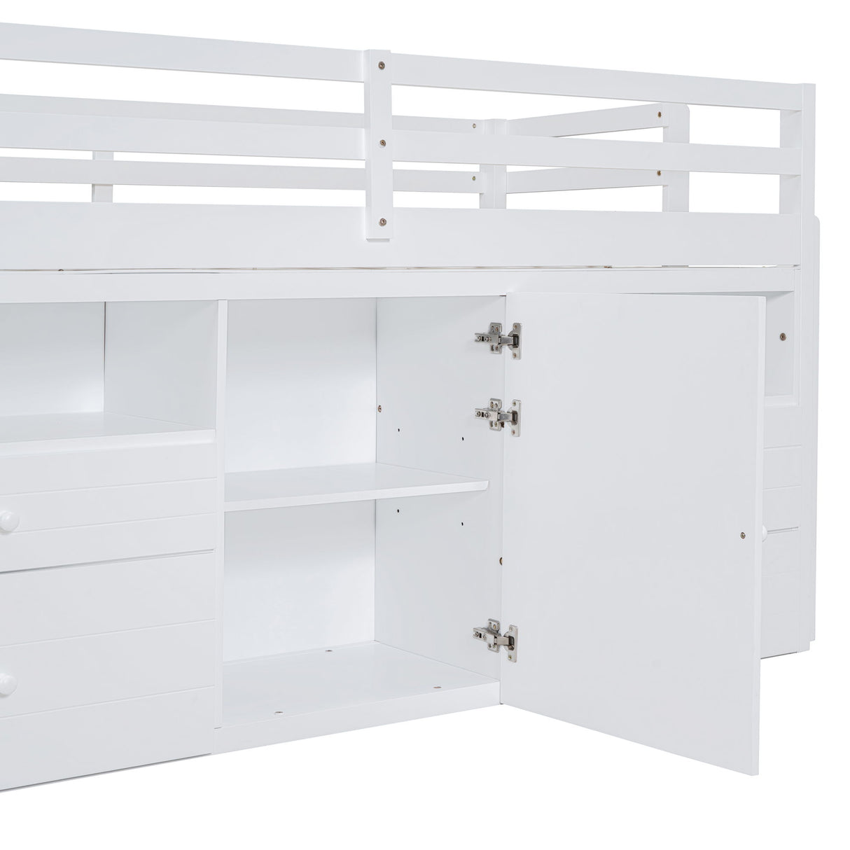 Loft Bed With 4 Drawers, Underneath Cabinet And Shelves