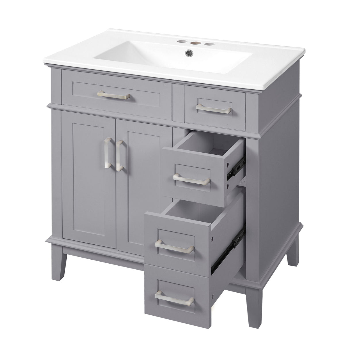 Modern Bathroom Vanity With Sink, Storage Cabinet, Soft Close Doors, Deep & Standard Drawers