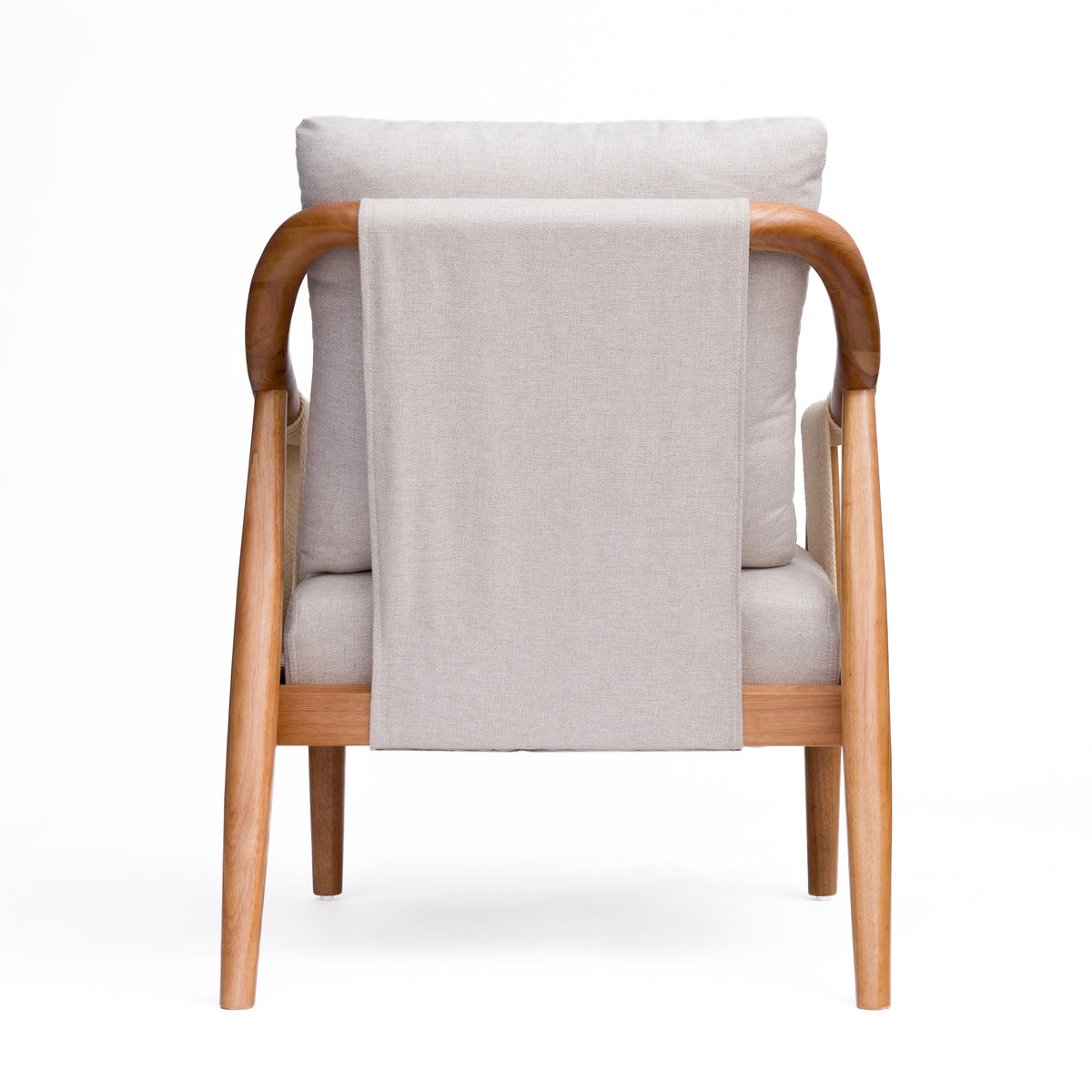 Accent Chair with Solid Hardwood Frame and Hand-Woven Paper Rope Arm