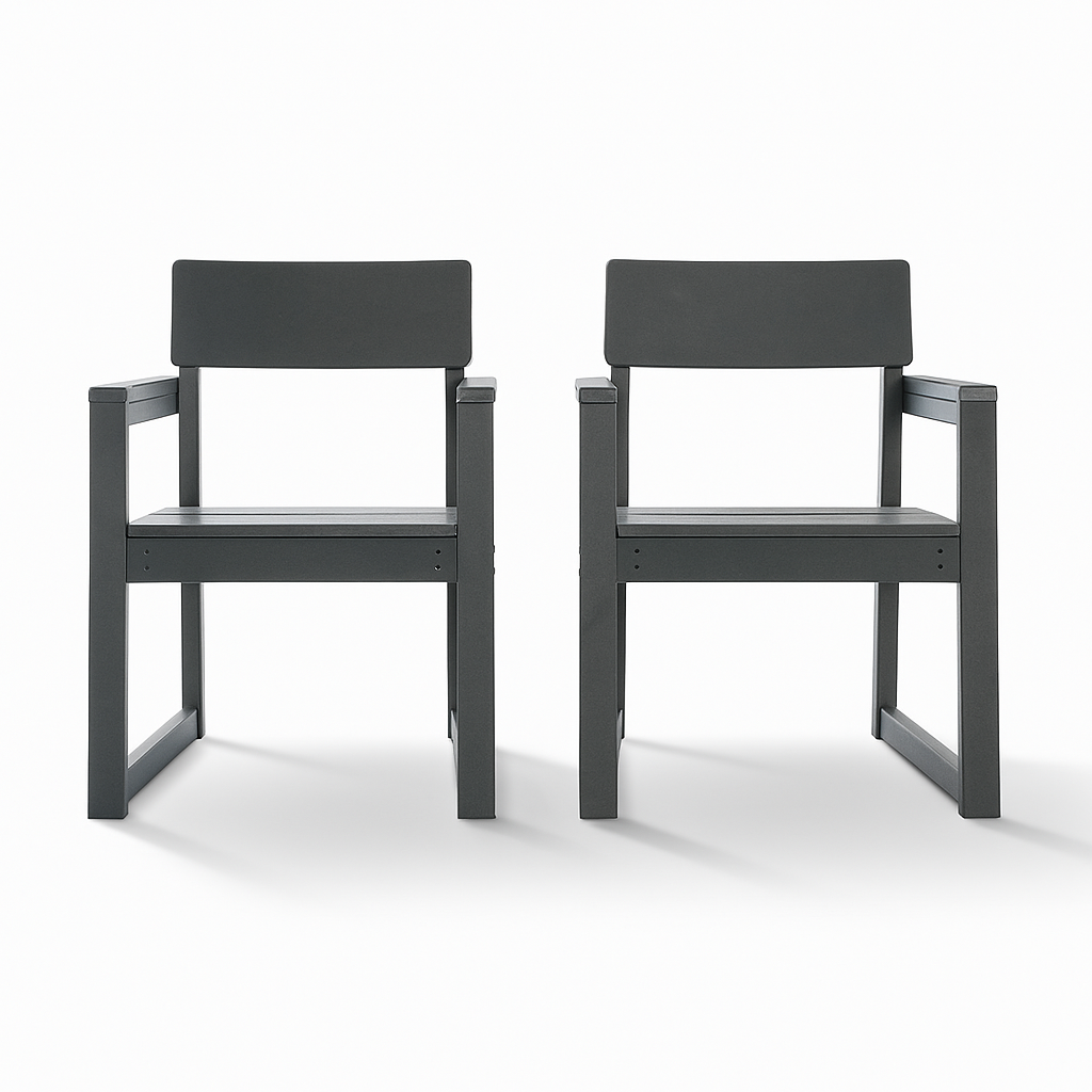 Grey HDPE Outdoor & Garden Armchairs with Backrest