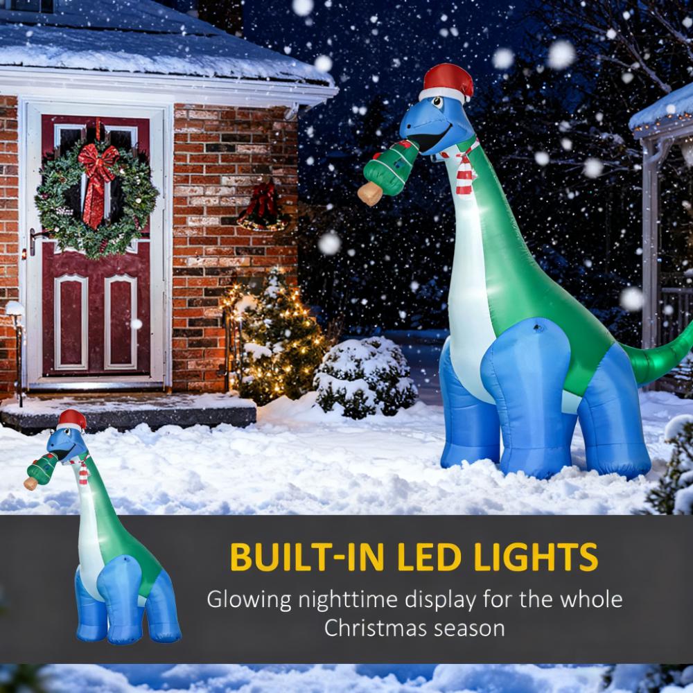 11-Foot Inflatable Christmas Dinosaur with LED Lights - view 3