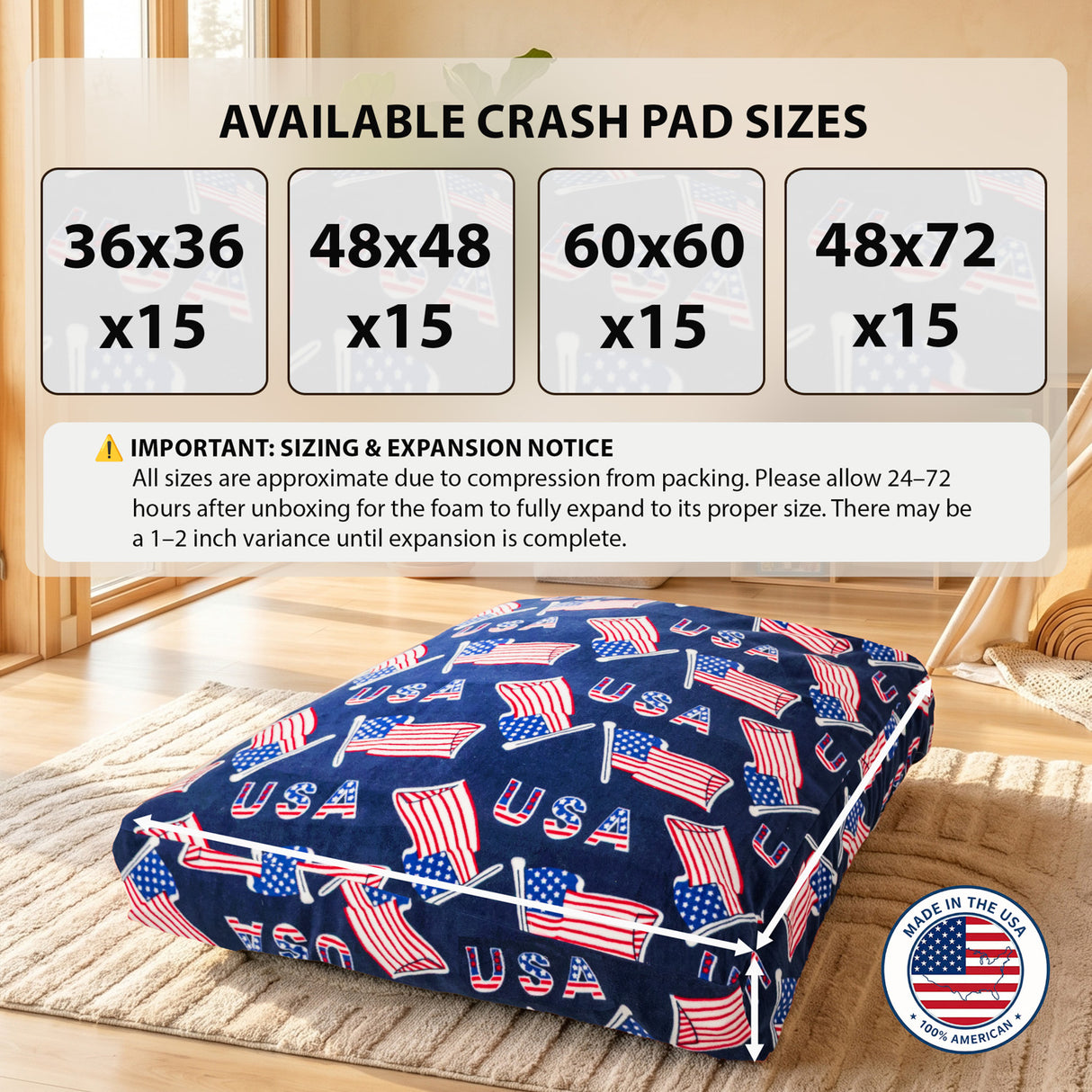 Sensory Crash Pad for Kids & Adults – Removable Washable Fleece Cover