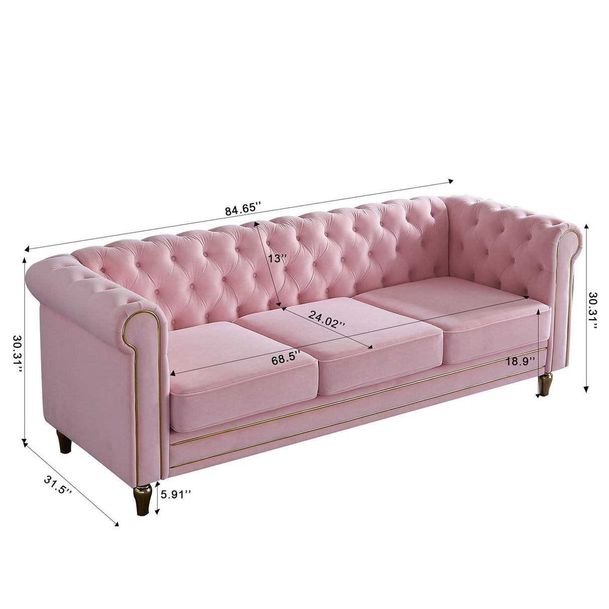 Chesterfield - Sofa 84.65" For Living Room