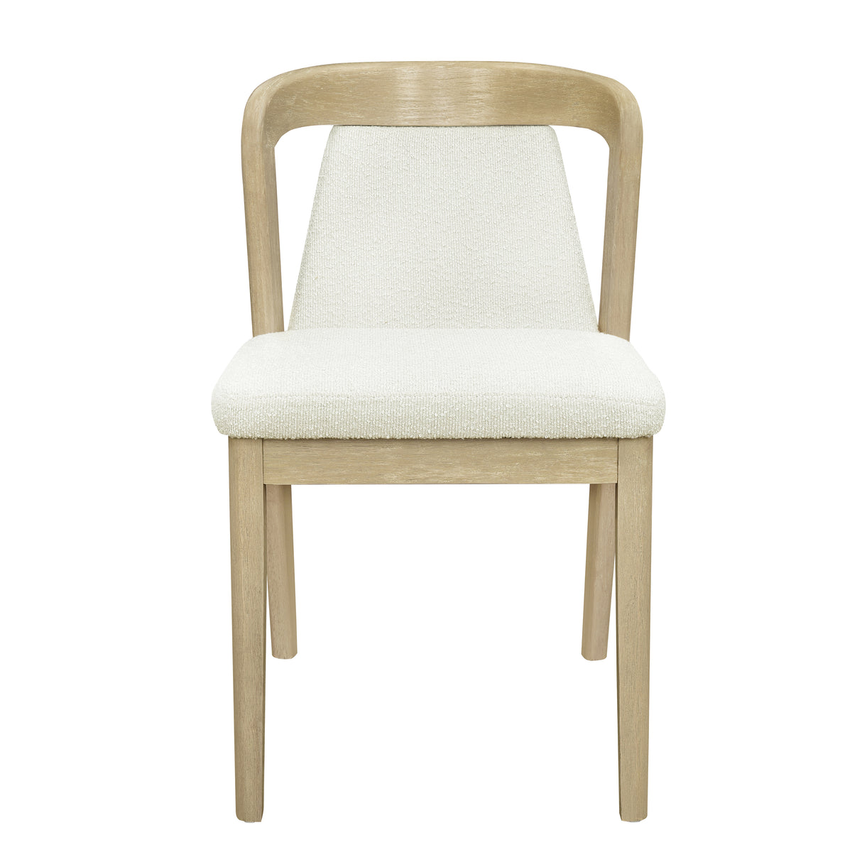 Upholstered Backrest Armless Dining Chairs (Natural Ash + Beige)