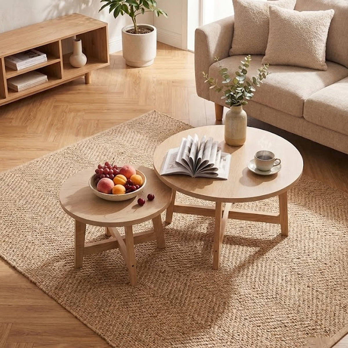 Set of 2 Round Nesting Coffee Tables
