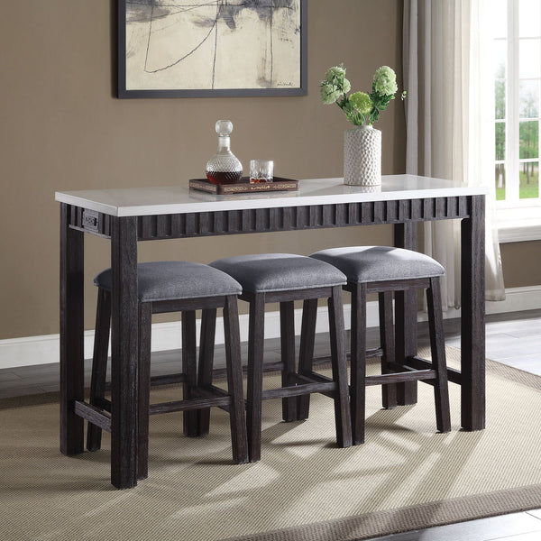 Necalli - Marble Top Weathered 4 Piece Pack Counter Height Table Set - Espresso - Best Buy Furniture