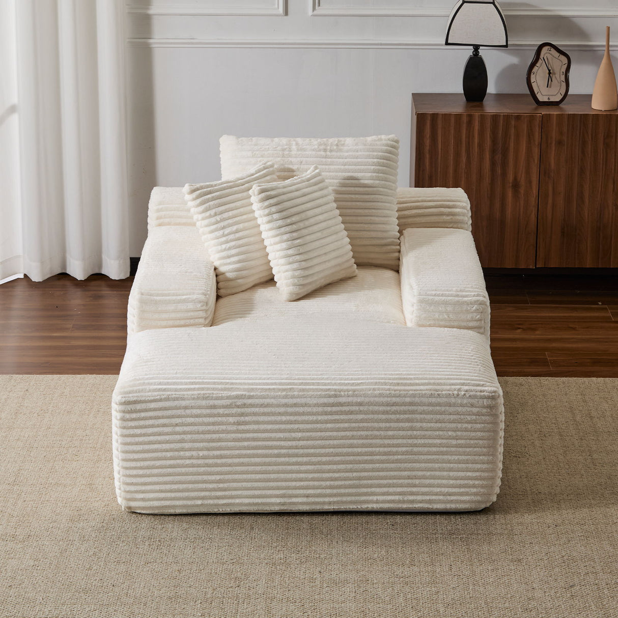 Oversized Chaise Lounge Chair Cozy Cloud Couch With 3 Throw Pillows And Wide Armrest