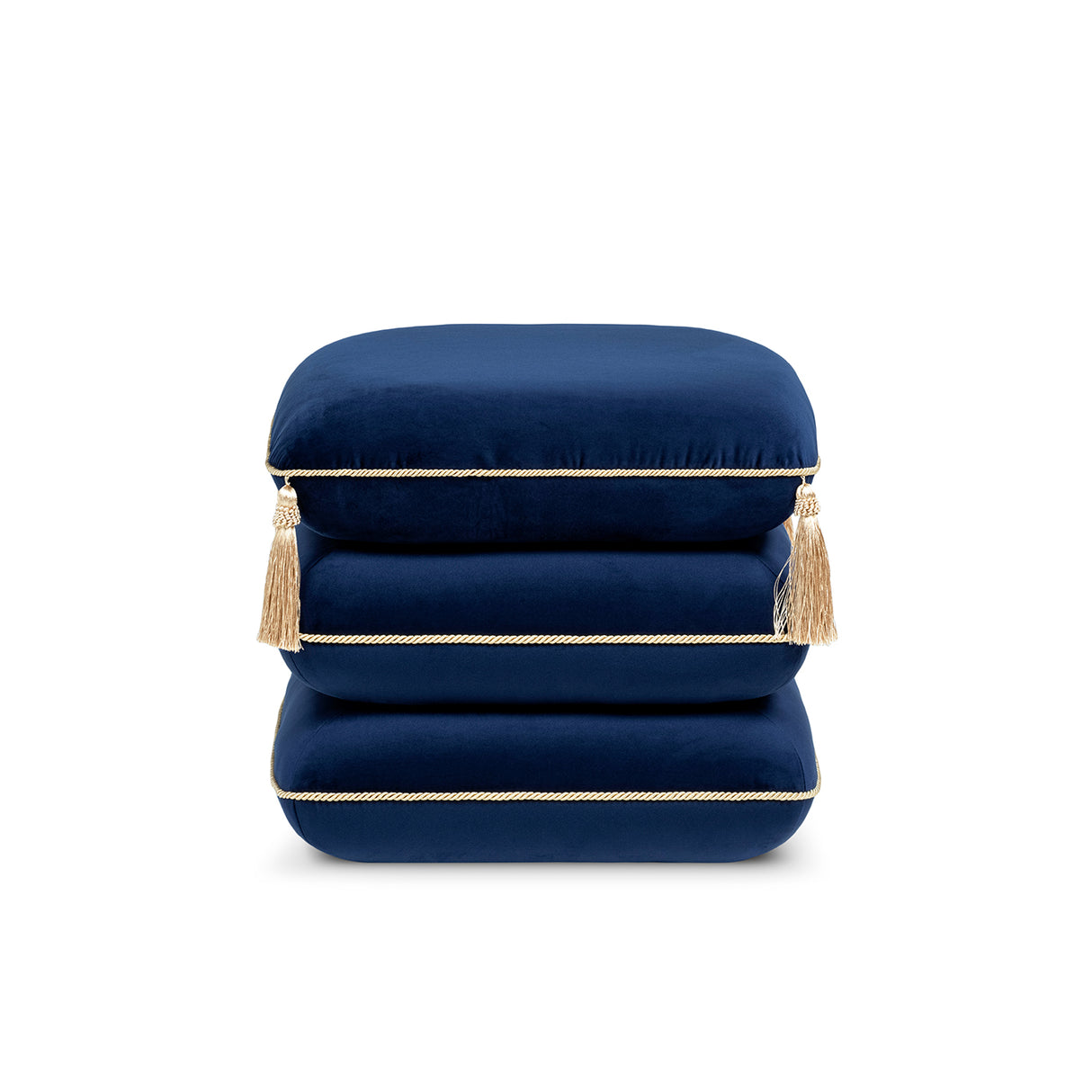 Monarch 19.5" Squared Upholstered Ottoman with Bullion Fringe