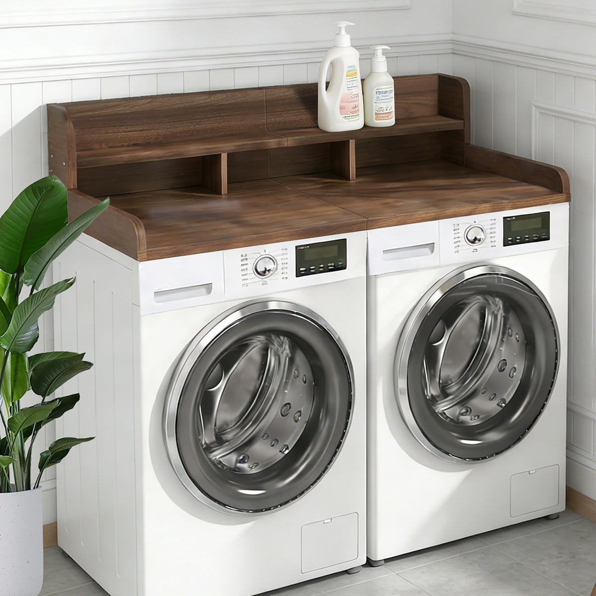 Walnut Washer Dryer Countertop with Non-slip Pads