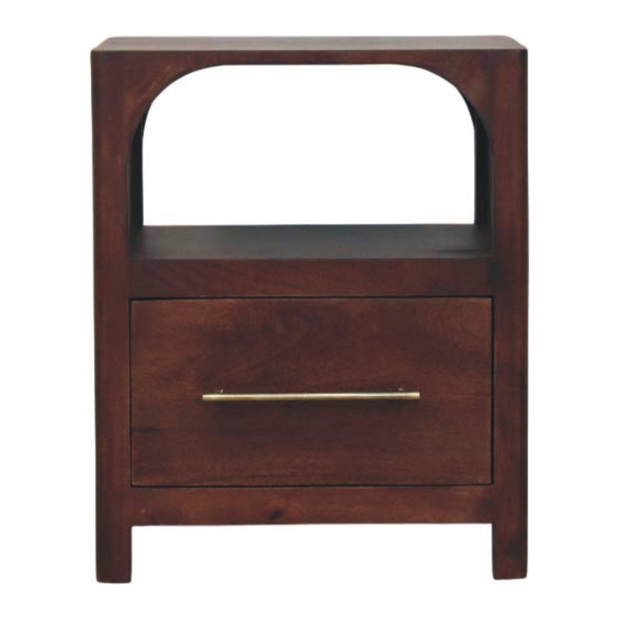 Solid Wood Arched Edge 1 Drawer Bedside
