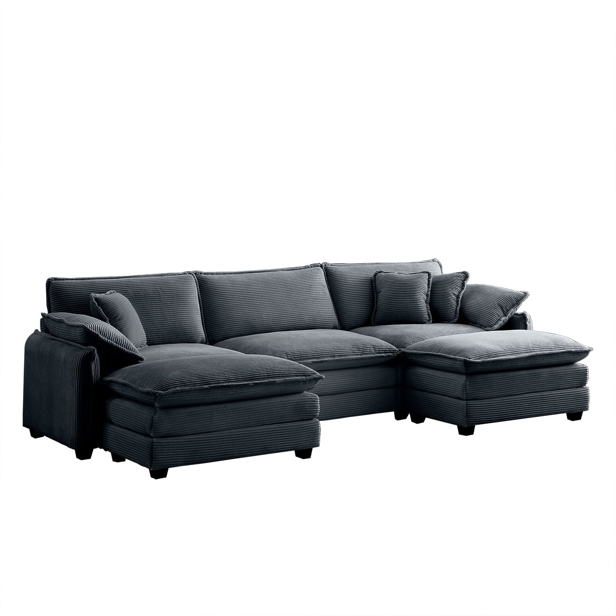 Oversized Modular Cushioned Sofa with Conversible Ottoman