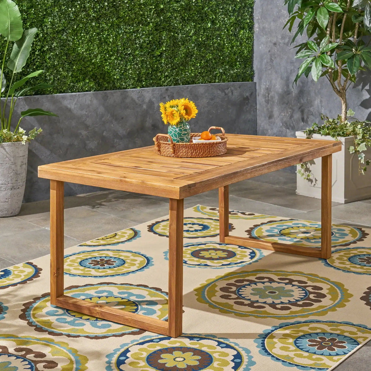Outdoor Acacia Wood Dining Table, Sandblast Finish - Best Buy Furniture