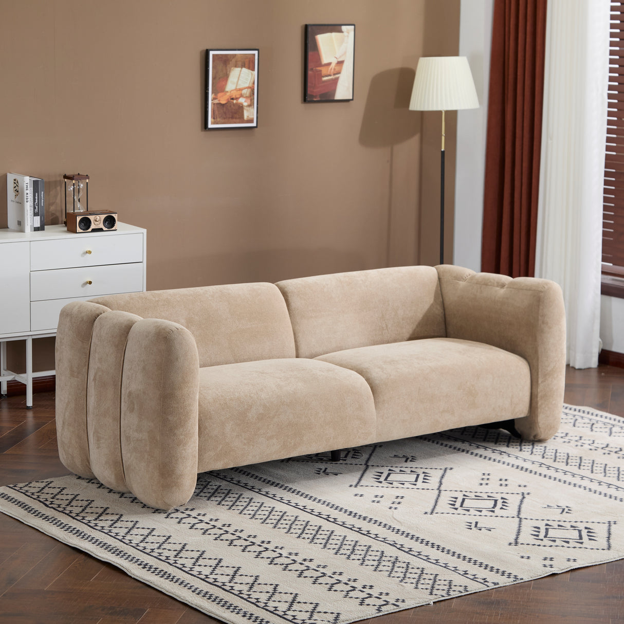 Tonson 83" 3-Seater Velvet Sofa, Wave Design