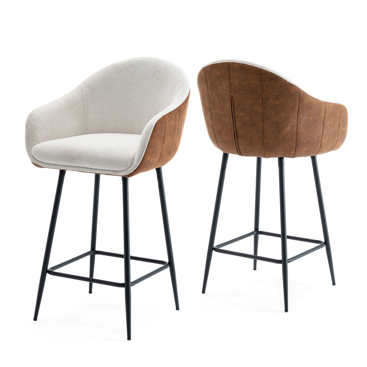 Modern Style Counter Height Bar Stools, With Comfortable Upholstery, Durable Metal Legs Ensure Stability - Brown - Best Buy Furniture