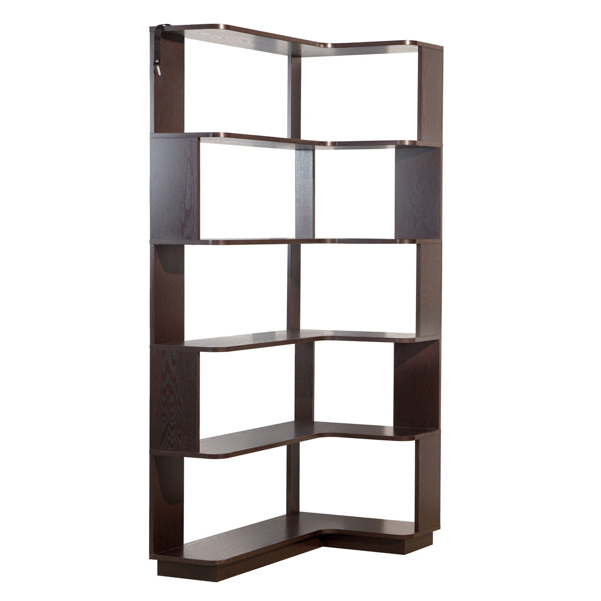 Ox Blood L-Shaped Freestanding Corner Bookshelf