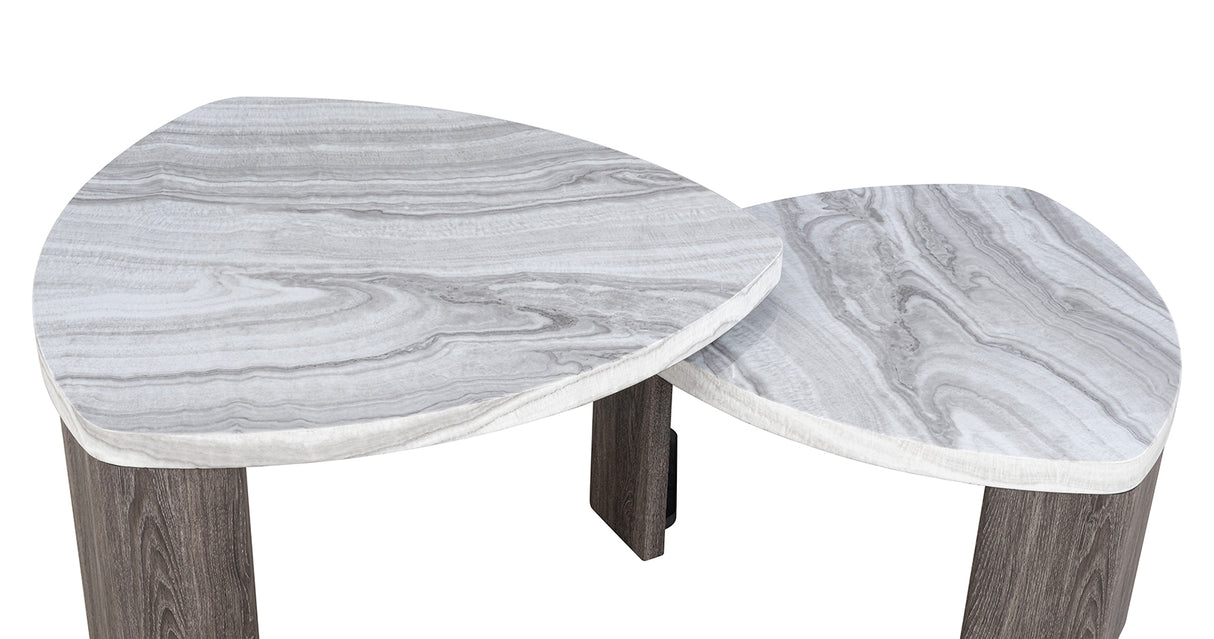 Contemporary Style Nesting Cocktail Table with Marble Pattern
